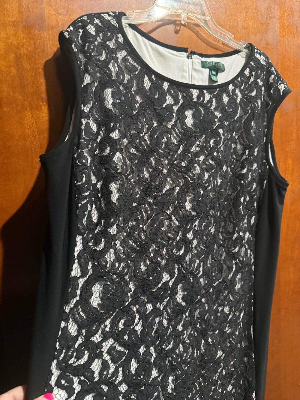 Lauren Ralph Lauren Black Lace-Overlay Sleeveless Top